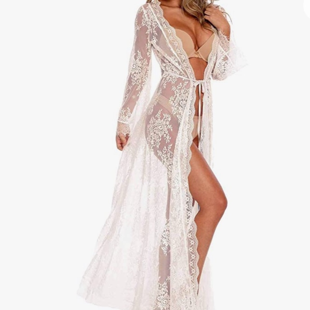 White lace robe. Worn once